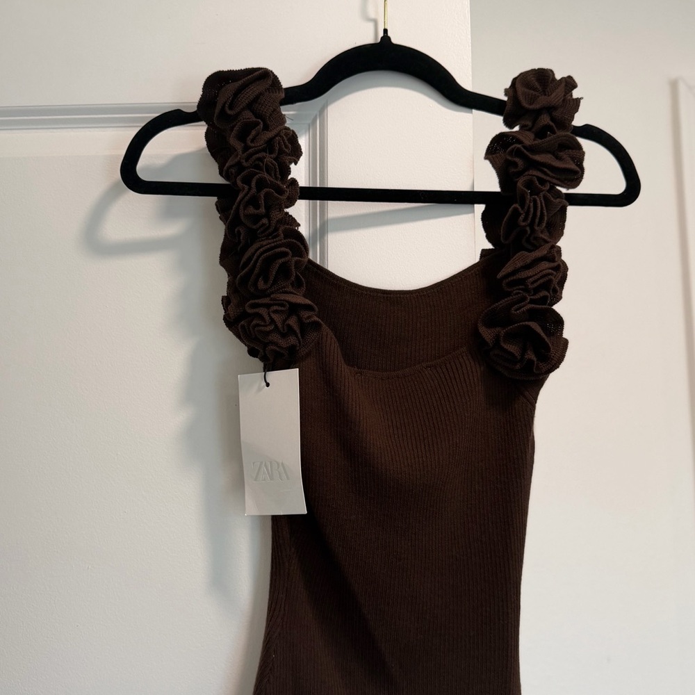 ZARA VIRAL knit tank with floral rosette straps - Picture 8 of 8